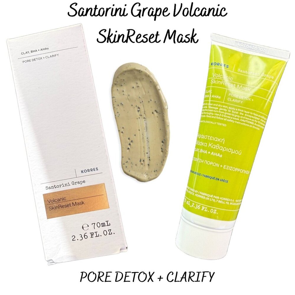 Korres Santorini Grape Volcanic SkinReset Mask Full Size 2.36 Oz Detox Clarify
